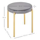 Set 4 Sgabelli Imbottiti Ø41,5x46 cm in Poliestere Vellutato Oro e Grigio