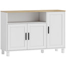 Credenza Cucina 110x33x75 cm con Ante Ammortizzate 2 Armadietti e Vano Aperto in Legno Bianco      