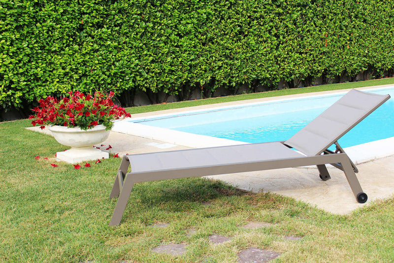 Lettino Prendisole da Giardino Formentera Impilabile 198x61x34/95 h cm in Alluminio Taupe
