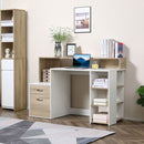 Scrivania da Ufficio Porta PC 137x55x92 cm in Legno MDF Legno Naturale e Bianco