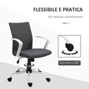 Sedia da Ufficio Ergonomica Girevole 61x61x89-99 cm in Poliestere Effetto Lino Grigio Scuro 