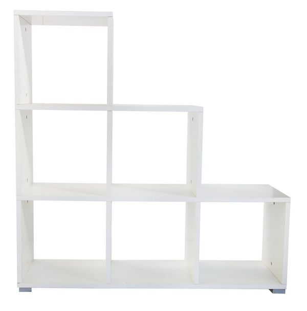 sconto Weißes Bücherregal in Pyramidenform 6 Regale 104x33x109 cm