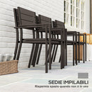 Set da Giardino con Tavolo da Pranzo Rettangolare e 6 Sedie Impilabili Marrone     
