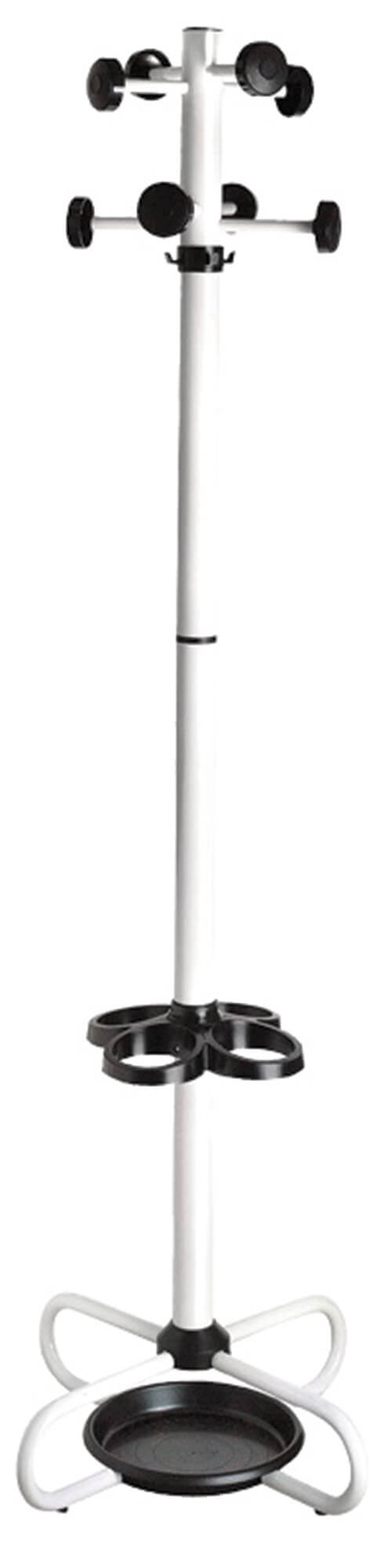 Appendiabiti da Terra Ø55x174 cm con Portaombrelli in Metallo Fumer Tommy Bianco e Nero