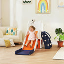 Set Scivolo per Bambini 5 in 1 con Canestro Scaletta Telescopio e Contenitori 178x70x86 cm in HDPE e PP Blu scuro      