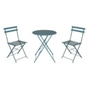 Set 3 Pezzi Giardino Tavolo 2 Sedie Bistrot Pieghevole Modello Parigi Verde Acqua      