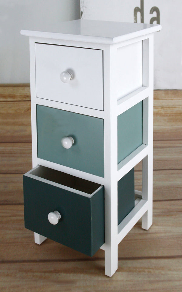 prezzo Kommode mit 3 Holzschubladen 25x25x56 cm Rosy White und Multicolor