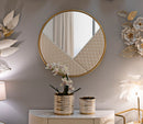 Specchio da Muro Sharon 80x3x80 cm in Ferro e MDF e Specchio Bianco e Oro      