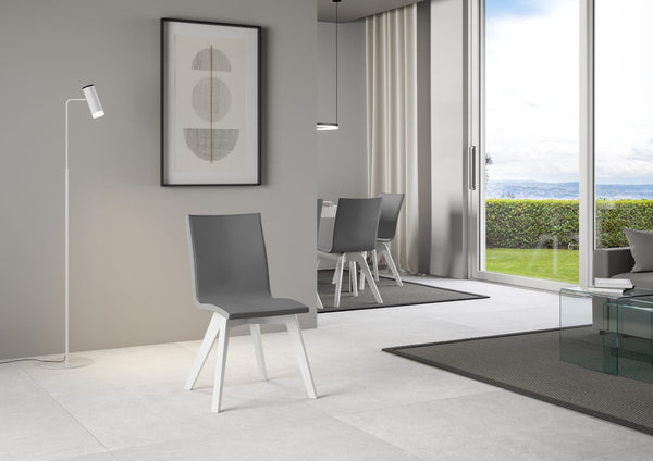 sconto Sedia 52x52x87 cm Trudy gambe bianche in Similpelle Grigio