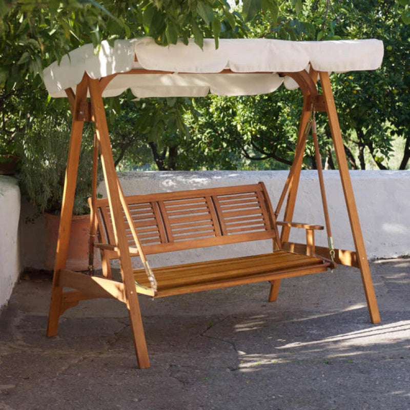 Dondolo 3 Posti 206x130x200 h cm in Legno Marrone