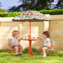 Set Tavolo e Sedie per Bambini con Ombrellone per Esterno in Acciaio Arancione      