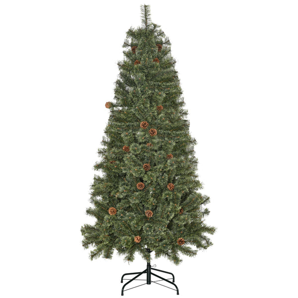 prezzo Künstlicher Weihnachtsbaum H180 cm 450 Äste mit dekorativen Tannenzapfen und grünem Metallsockel