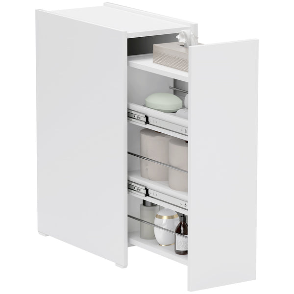 prezzo Mobiletto Bagno Salvaspazio 47x25x66,5 cm a 3 Livelli con Binari Scorrevoli in Legno Bianco