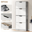Scarpiera Salvaspazio Moderna 62,5x26x156 cm a 4 Ante per 16 Paia di Scarpe Grigio Cemento      