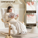 Poltroncina Relax 67x93-114x105 cm con Rivestimento in Velluto e Poggiapiedi Regolabile in Legno Crema      