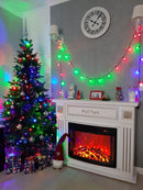 Camino Elettrico da Pavimento 93,3x111,7x27 cm Effetto Fiamma 1500W Diana & Zakinthos Bianco