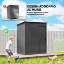Casetta da Giardino 159x106x181 cm con Prese d'Aria e Porta Scorrevole in Metallo Grigio Scuro      