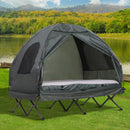 Tenda da Campeggio a 2 Posti con Materasso Gonfiabile e Borsa in Polietilene Verde Scuro 193x136x136 cm 