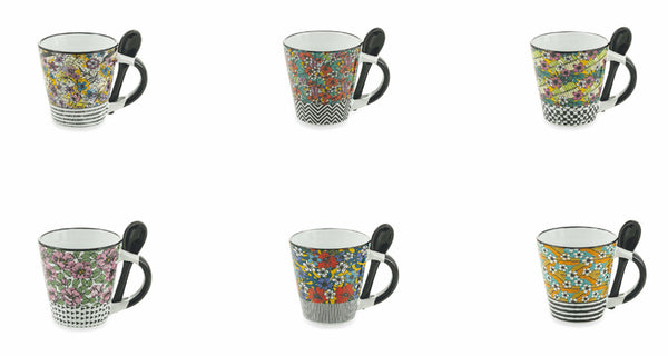 acquista Set 6 Kaffeetassen aus Steingut Ø6x6,5 cm Villa d'Este Home Tivoli Caribbean Queen