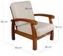 Poltrona in Legno con Cuscini 66x85x83cm Vandi Grigia