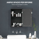 Mobile da Bagno Pensile con Specchio e Anta a Chiusura Magnetica 41x14x60 cm Nero      