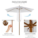 Ombrellone da Giardino Ø2,5x2,3 m Palo Ø38 mm in Bambù Bianco