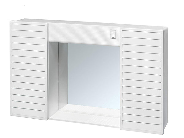Badezimmerspiegelschrank 2 Türen aus PVC 58x37x12cm mit Licht Forlani Funny White acquista