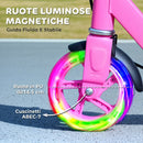 Monopattino per Bambini 3-8 Anni con Ruote Luminose Impugnatura Regolabile e Freno Posteriore Rosa      