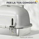 Lettiera Gatto Chiusa L 52,4x41,3x39,9 cm con Maniglia Paletta Pacchetto Deodorante e Antiperdita in Acciaio Inox e ABS Grigio      