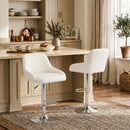 Set 2 Sgabelli da Bar 47x52x86-108A cm con Schienale Girevoli e Regolabili in Finta Pelle Bianco      