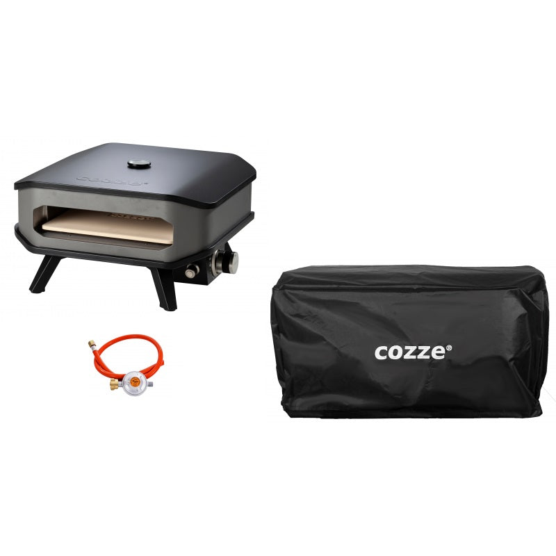  Forno per Pizza a Gas 13' Fino a 450° 34x34 cm con Pietra Refrattaria e Copertura