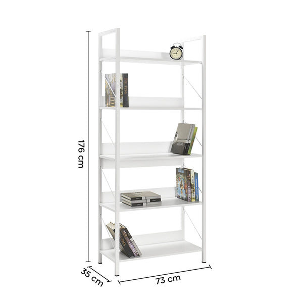 Bücherregal aus Holz 73 x 176 x 35 cm Regal 5 Regale für White Office acquista