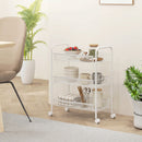 Carrello da Cucina a 3 Livelli 41,5x26,5x63 cm con Cesti Removibili e 4 Ruote in Acciaio e Plastica PP Bianco      