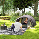 Tenda a Tunnel Impermeabile 330x190x120 cm per 2-4 Persone con Finestre Laterali e Gancio Nero  