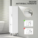 Mobile da Bagno a Colonna 35x31,5x144 cm con 2 Ante e Ripiani in Legno Bianco  
