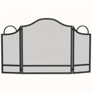 Parascintille per Camino Pieghevole a 3 Pannelli 122x1x74 cm in Metallo Verniciato Nero      