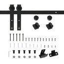 Kit per Porta e Ante Scorrevoli per Mobili con Binario 200 cm in Acciaio Nero
