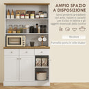 Mobile Cucina Multiuso Dispensa 101x39x180,5 cm in MDF Bianco e Legno  