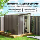 Capanno Attrezzi 1.5x2m con Base Porta Scorrevole e Tetto Inclinato in Metallo Grigio Chiaro      