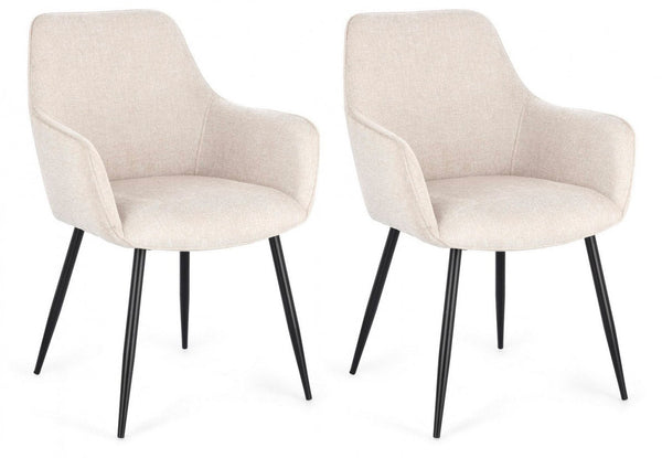 acquista Set 2 Sedie 58x63x85,5 cm Cora in Tessuto Nero e Beige