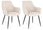 Set 2 Sedie 58x63x85,5 cm Cora in Tessuto Nero e Beige