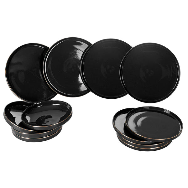 12-teiliges Tafelservice im neuen Bon China Villa d'Este Home Tivoli Luxury Black sconto