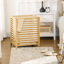 Cesto Portabiancheria a Doghe 50x36x60 cm Sacca Rimovibile in Bambù e Tessuto