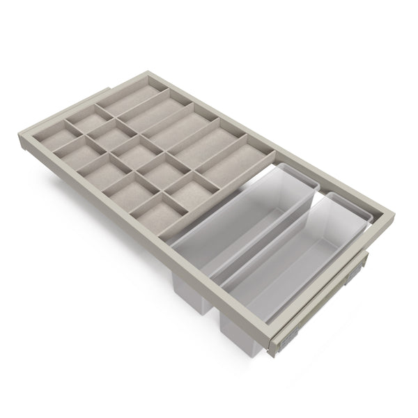 prezzo Kit Cassetto Organizzatore e Telaio per Armadio 900 mm in Alluminio e Plastica Emuca Grigio Pietra
