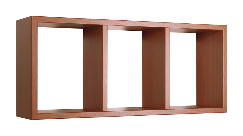 Mensola Rettangolare 3 Scomparti da Parete 70x30x15.5 cm in Fibra di Legno Tristano Ciliegio