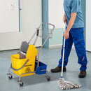 Carrello Pulizie Professionale con Strizzatore Secchio 25L e Ripiano Blu e Giallo 