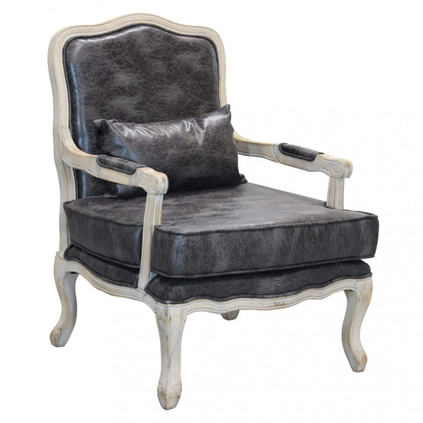 sconto Sessel Christy aus Eco-Leder in Vintage Grey 64x72x92 h cm in Dark Grey Wood