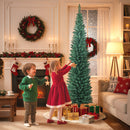 Albero di Natale Artificiale Slim 55x55x210 cm con 401 Rami a Forma di Abete e Base in Plastica Verde      