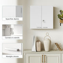 Armadietto Medicinali 53x20x53 cm con 3 Mensole Interne e 8 Portabottiglie in Legno e Metallo Bianco      