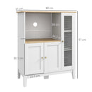 Mobile Cucina Multiuso per Microonde 80x35x97 cm Ripiani Chiusi e Mensola con Passacavi in MDF Bianco 